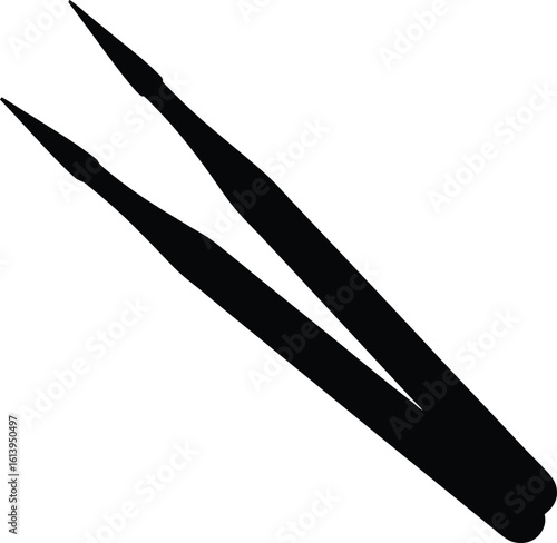 Sleek black tweezers isolated on white backdrop cosmetic tool for personal grooming and precise application beauty accessory minimalist design