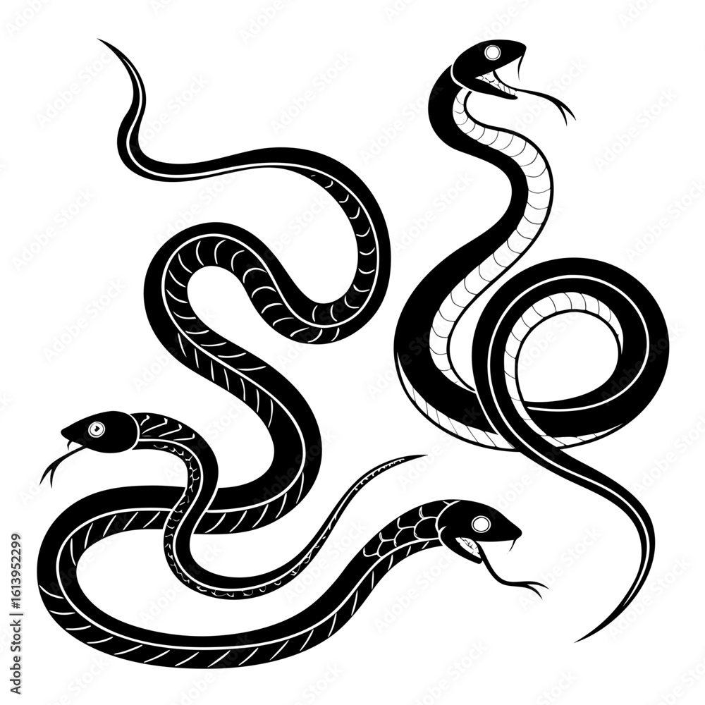 Naklejka premium Bold Filled Shapes Of Different Umbrella Type