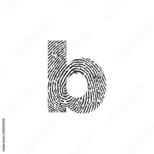 Lowercase Initial Letter b and Fingerprint Texture Logo Icon 001