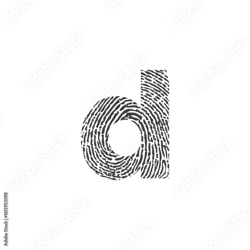 Lowercase Initial Letter d and Fingerprint Texture Logo Icon 001