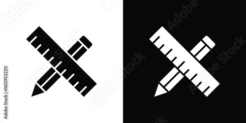 Pencil and ruler icon symbol. simple flat symbol on blank background.