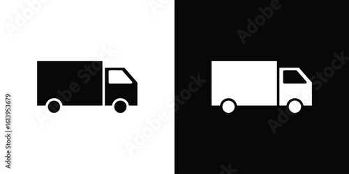 Moving truck icon symbol. simple flat symbol on blank background.