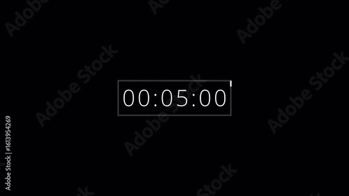 one Minute Digital Countdown Timer with minute, seconds, milliseconds from 0 to 60 seconds on transparent background, one minute countup video with alpha  channel.