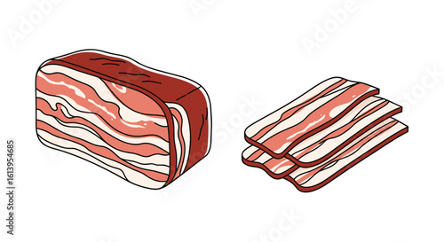 Deliciously cured pork belly slices ready for frying and culinary creations