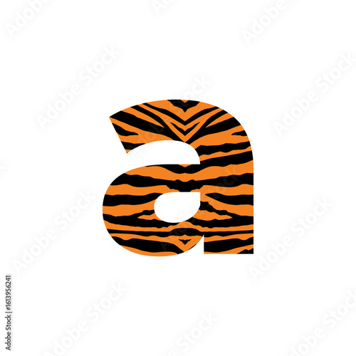 Initial Lowercase Letter a with tiger pattern logo design vector