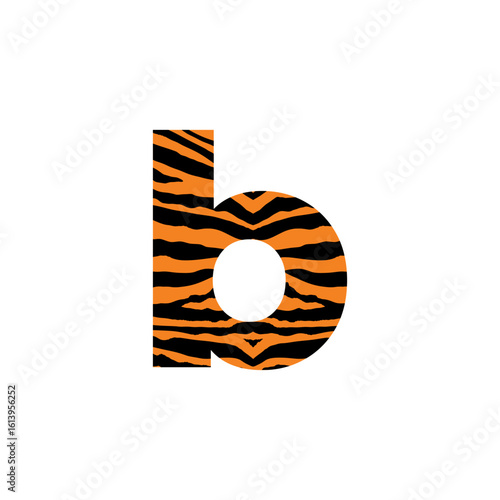 Initial Lowercase Letter b with tiger pattern logo design vector