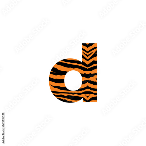 Initial Lowercase Letter d with tiger pattern logo design vector