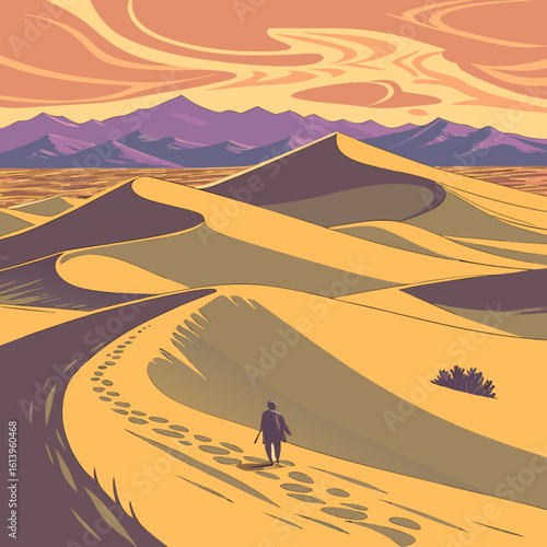 desert landscape with camel