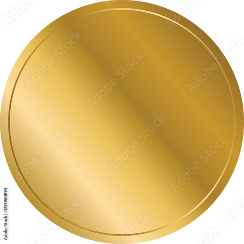 3D Golden Blank Stamp Mockup – Shiny Round Badge for Premium Label and Awards Design