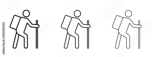 Hiking icon symbol. Linear style sign for mobile concept