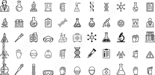 Science laboratory equipment and symbols medical research