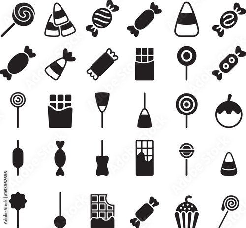 Assorted sweet candies and chocolates candy lollipop