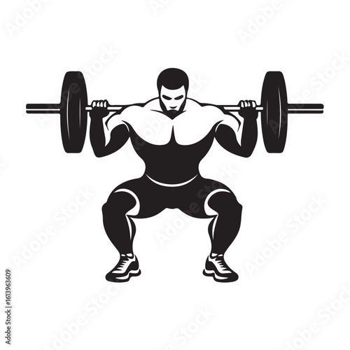 Weight lifting man silhouette vector isolated on white background, Weightlifter vector silhouette 