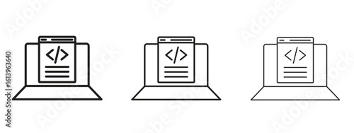 Display code icon symbol. Linear style sign for mobile concept