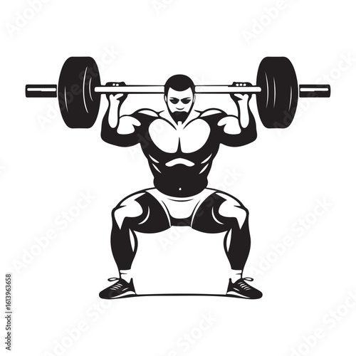 Weight lifting man silhouette vector isolated on white background, Weightlifter vector silhouette 