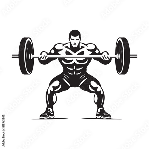 Weight lifting man silhouette vector isolated on white background, Weightlifter vector silhouette 
