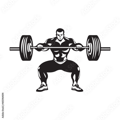 Weight lifting man silhouette vector isolated on white background, Weightlifter vector silhouette 