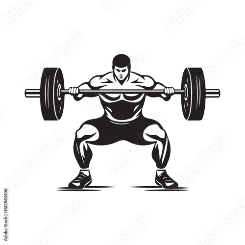 Weight lifting man silhouette vector isolated on white background, Weightlifter vector silhouette 