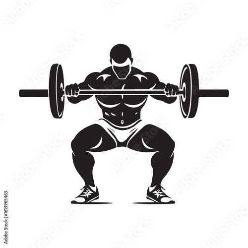 Weight lifting man silhouette vector isolated on white background, Weightlifter vector silhouette 