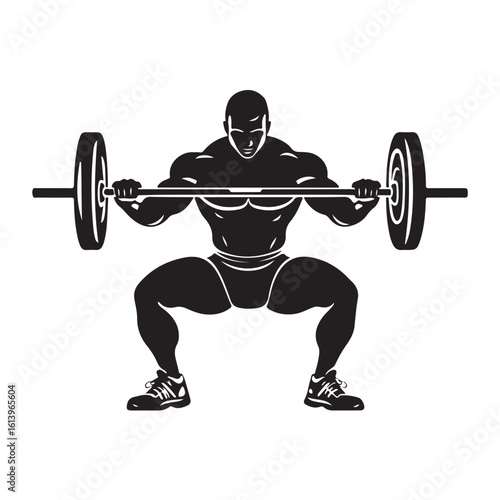 Weight lifting man silhouette vector isolated on white background, Weightlifter vector silhouette 