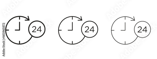 24 Hrs icon symbol. Linear style sign for mobile concept