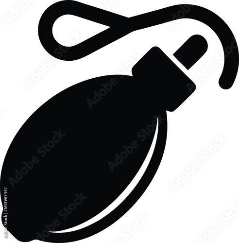 Black Rubber Bulb with Tube Graphic Element Health Care Concept Visual Aid for Medical Field and Healthcare Services
