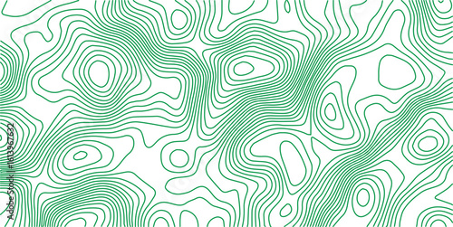 Abstract white topographic lines on a green background.Greene line waves topographical design. Geographic mountain contours Vector Illustration. vector green topography 