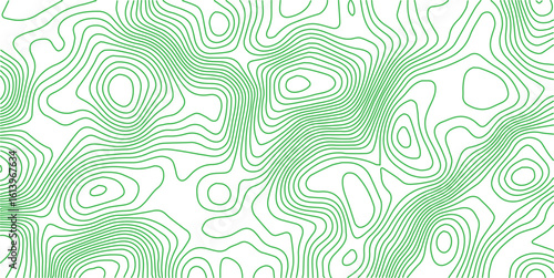 Abstract white topographic lines on a green background.Greene line waves topographical design. Geographic mountain contours Vector Illustration. vector green topography 