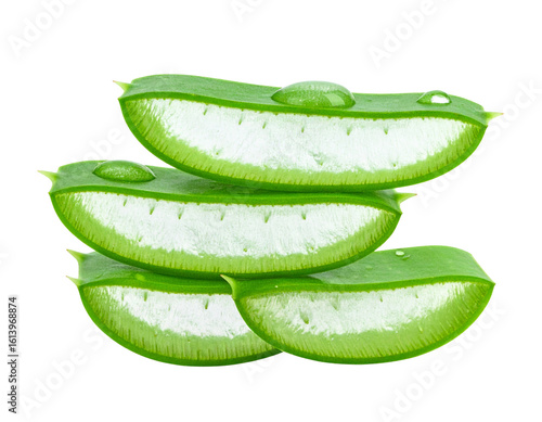 Wallpaper Mural Aloe Vera Leaves with Visible Gel and Water Drops – Isolated on Transparent Background Torontodigital.ca