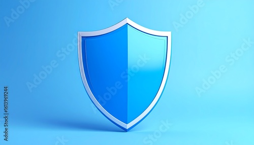 Free Download 3D Blue Shield on Light Blue Background - GFXLoad