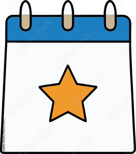 birthday calendar date with no text star vector illustration on transparent background
