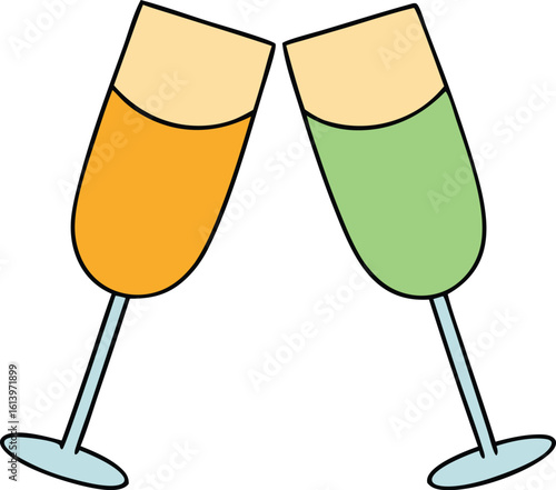 clinking champagne glasses vector illustration on transparent background