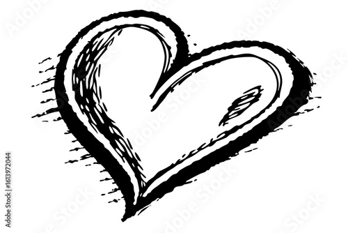 Hand Drawn Black Heart Symbol.