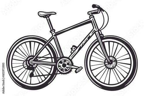 Stylized Black and White Bicycle Illustration.