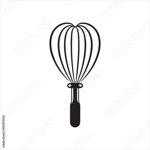Black whisk icon illustration for cooking and baking on a white background
