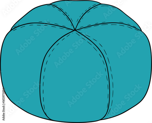 floor pouf with stitching detail vector illustration on transparent background