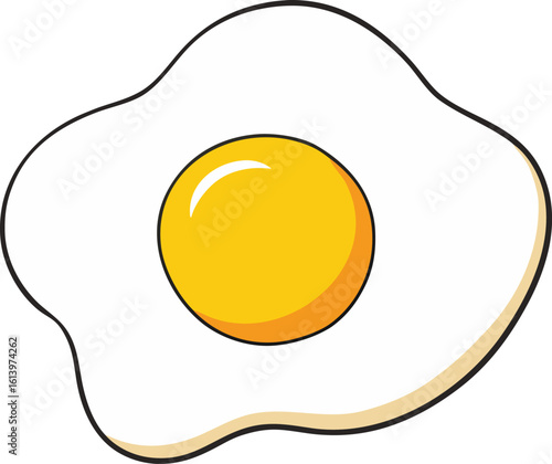 fried egg with yolk centered vector illustration on transparent background