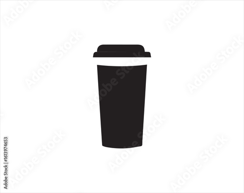 Wallpaper Mural Black silhouette of coffee cup with lid on white background graphic Torontodigital.ca