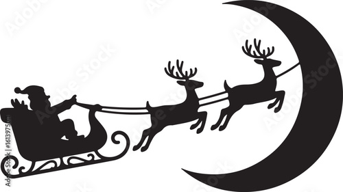Santa in sleigh with reindeers, Christmas Santa sleigh Vector