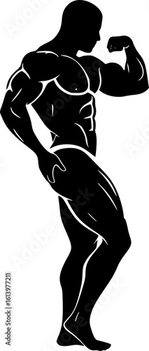 Realistic Gym Bodybuilder Silhouette Vector Illustration Design isolated on white background 