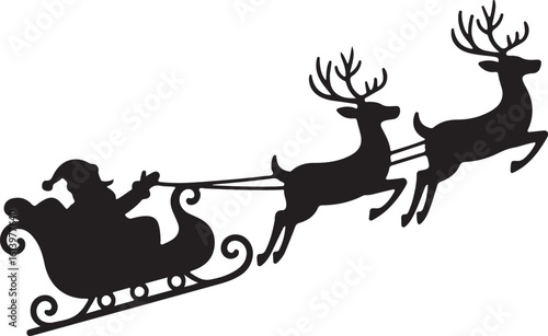 Santa in sleigh with reindeers, Christmas Santa sleigh Vector