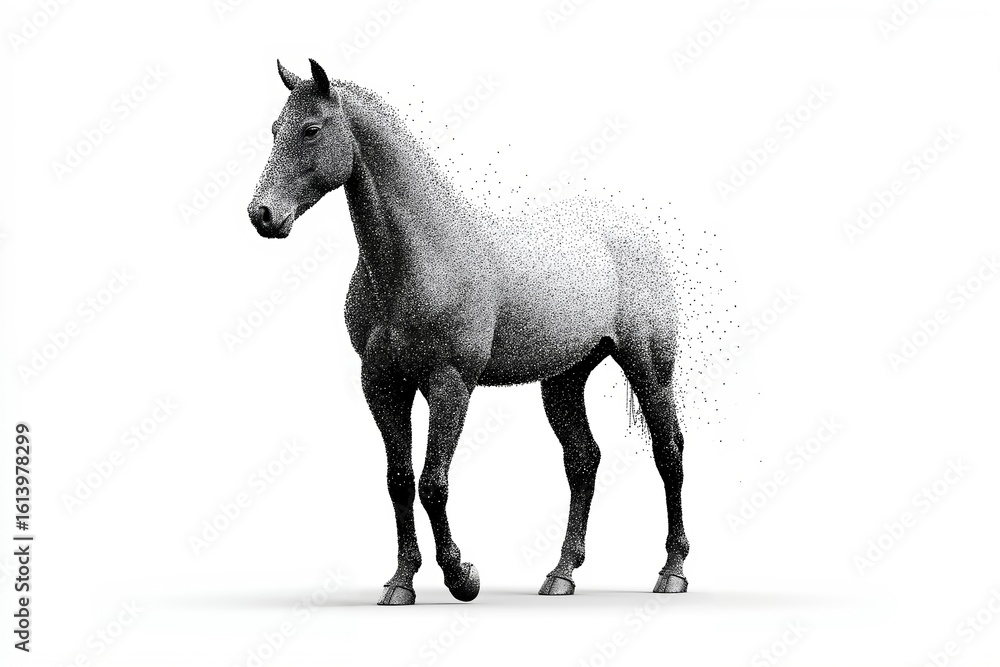 Fototapeta premium A black and white image of a horse on a white background