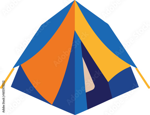 camping tent with flap vector illustration on transparent background