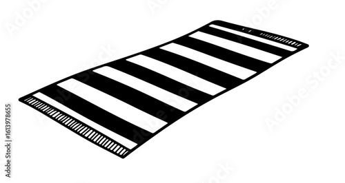 Black and white striped beach towel illustration summer vacation travel accessory soft cotton fabric design 100