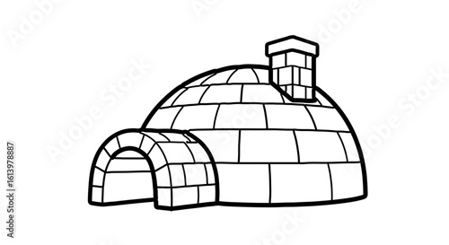 Igloo outline drawing vector illustration arctic house snow home winter dwelling eskimo shelter design clip art