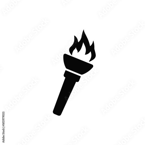 A black silhouette of a torch symbolizing freedom and enlightenment on a transparent background