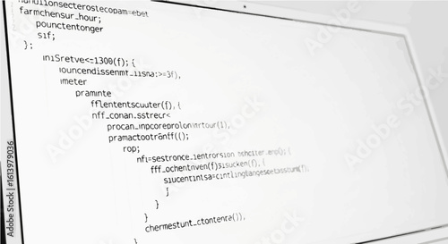 Coding software development on laptop screen for programmers and web developers with code snippets 100