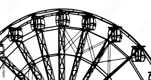 Ferris wheel black and white illustration of a carnival ride for amusement park attraction vector design