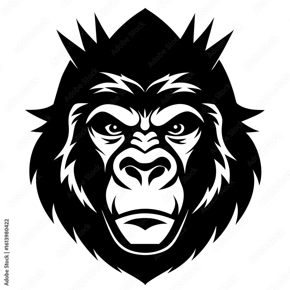Fototapeta premium Gorilla Face in Strong Symmetrical Black Vector Design