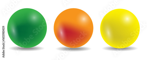 orange green and yellow circle with realistic 3D vector illustration on white background. eps 10